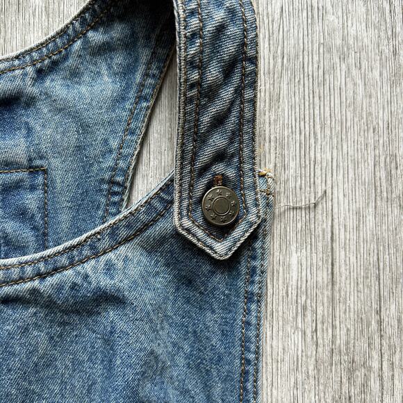 Beverly Hills Polo Club Vintage Embroidered Maxi Denim Jumper Dress Size Medium - Picture 4 of 14